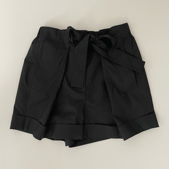 3.1 PHILLIP LIM Tie Waist Cuffed Shorts black 10 high rise dressy career glam - Picture 4 of 9